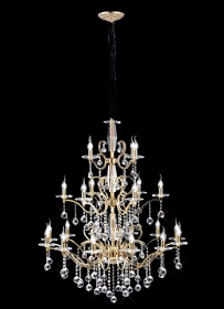 Zinta French Gold Crystal Ceiling Lights Diyas Tiered Crystal Fittings
